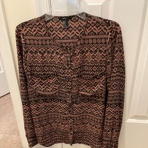 Black and Tan print blouse